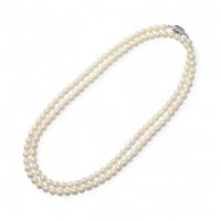 あこや真珠 パールロングネックレス ホワイト系 5.5-6.0mm BB～CC  ラウンド～セミラウンド ビーンズクラスプ（silver）[n2][80cm ロング] （アコヤ本真珠）