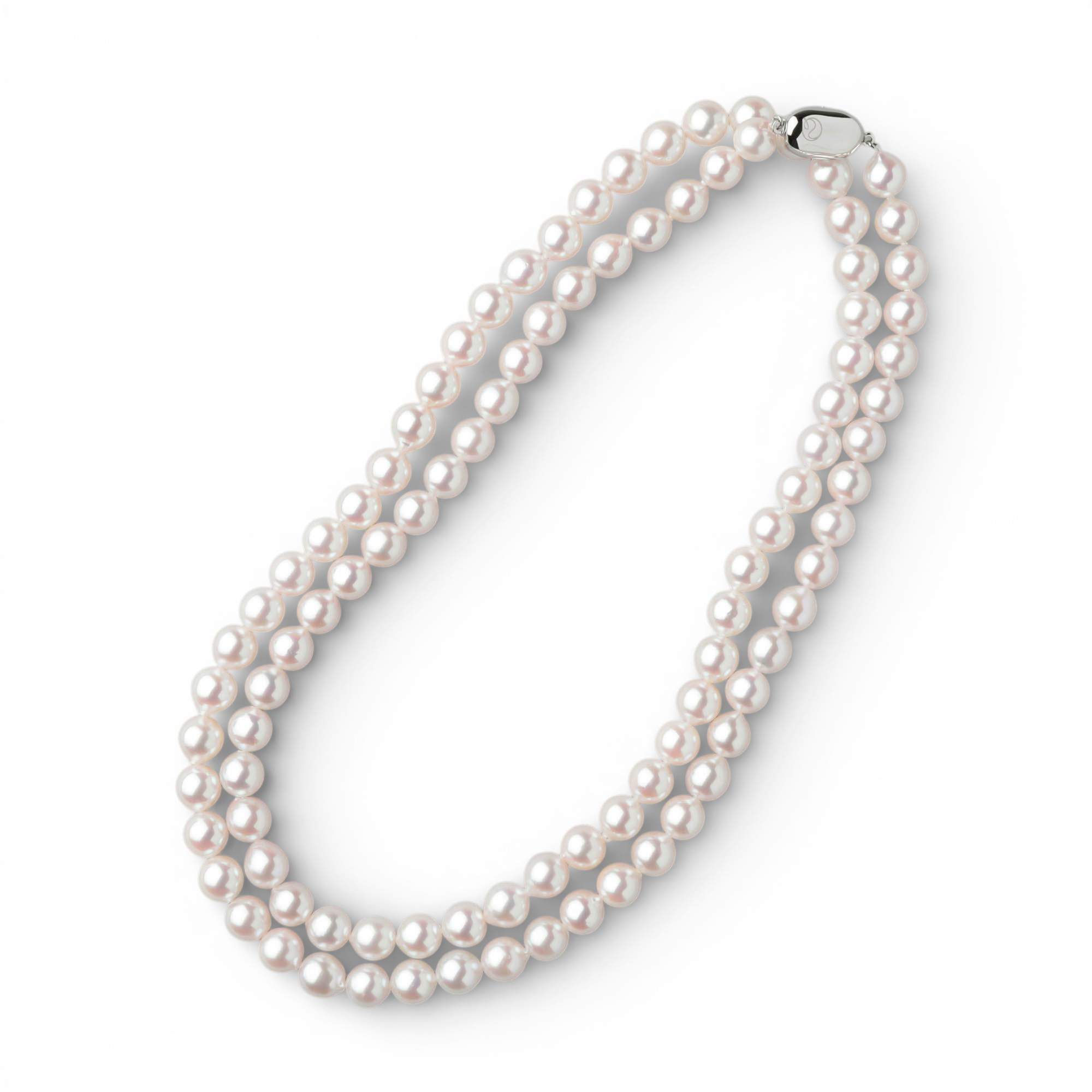 あこや本真珠 ロングパールネックレス パールホワイト系 8.0-8.5mm [80cm ロング] BBB～C  ラウンド ビーンズクラスプ（silver）シルバー（アコヤ本真珠 入学式　結婚式 パーティ フォーマル）[n2]