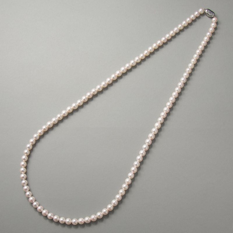あこや本真珠 ロングパールネックレス パールホワイト系 8.0-8.5mm [80cm ロング] BBB～C  ラウンド ビーンズクラスプ（silver）シルバー（アコヤ本真珠 入学式　結婚式 パーティ フォーマル）[n2]