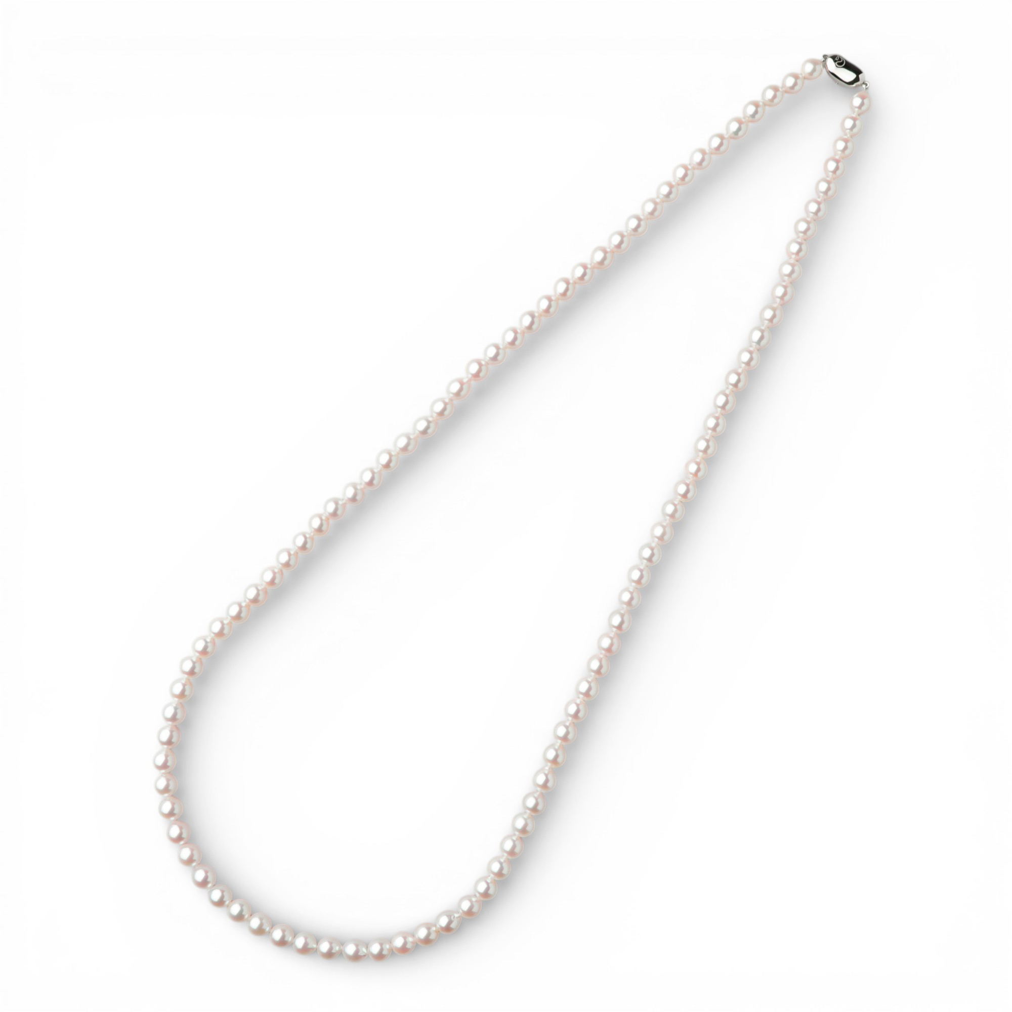 あこや本真珠 ロングパールネックレス パールホワイト系 8.0-8.5mm [80cm ロング] BBB～C  ラウンド ビーンズクラスプ（silver）シルバー（アコヤ本真珠 入学式　結婚式 パーティ フォーマル）[n2]