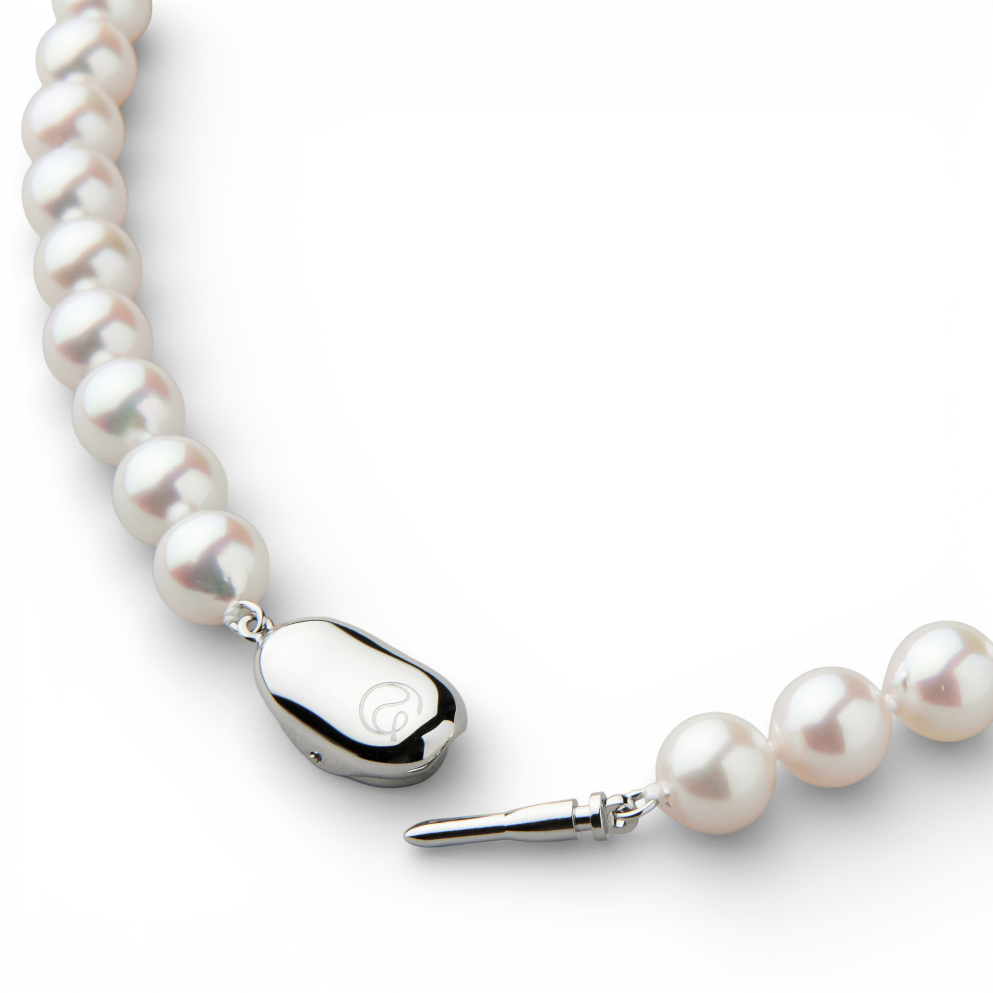 あこや本真珠 ロングパールネックレス パールホワイト系 8.0-8.5mm [80cm ロング] BBB～C  ラウンド ビーンズクラスプ（silver）シルバー（アコヤ本真珠 入学式　結婚式 パーティ フォーマル）[n2]