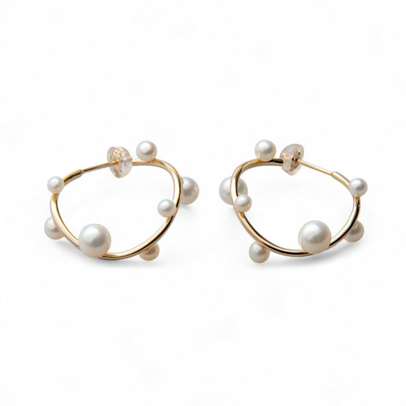 淡水真珠 ラウンドウエーブ ピアス K10YG 2.5-5.0mm 《enSTYLE》［n3］(淡水パール ギフト プレゼント ベビーパール ゴールド レディース トレンド おしゃれ)