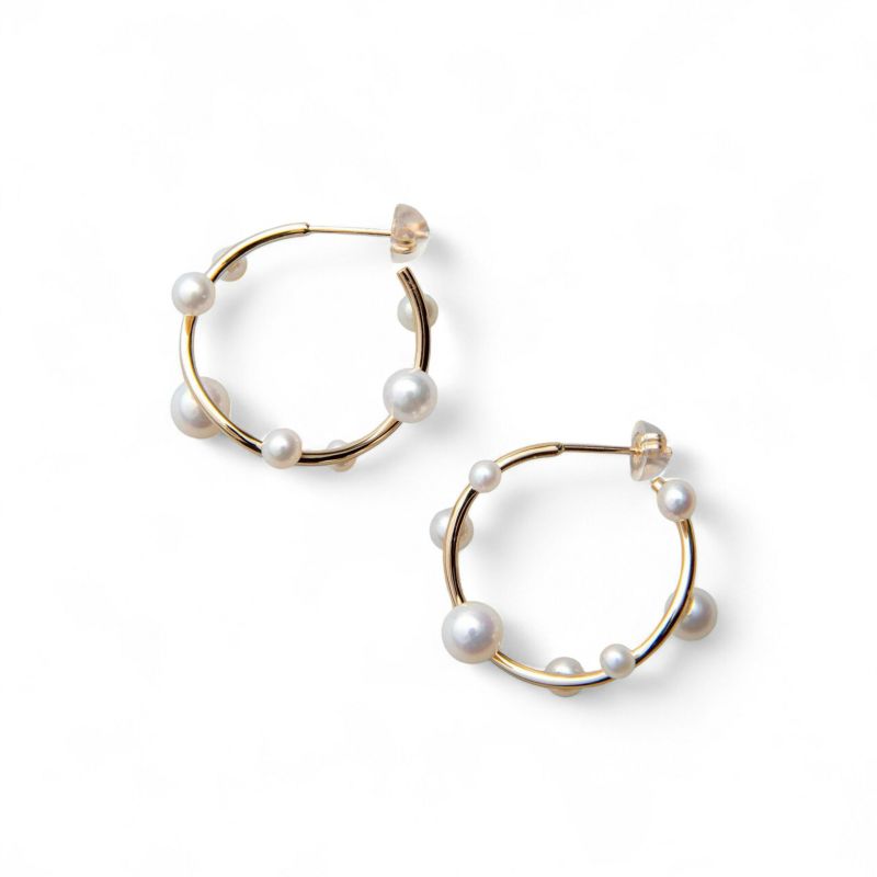 淡水真珠 ラウンドウエーブ ピアス K10YG 2.5-5.0mm 《enSTYLE》［n3］(淡水パール ギフト プレゼント ベビーパール ゴールド レディース トレンド おしゃれ)