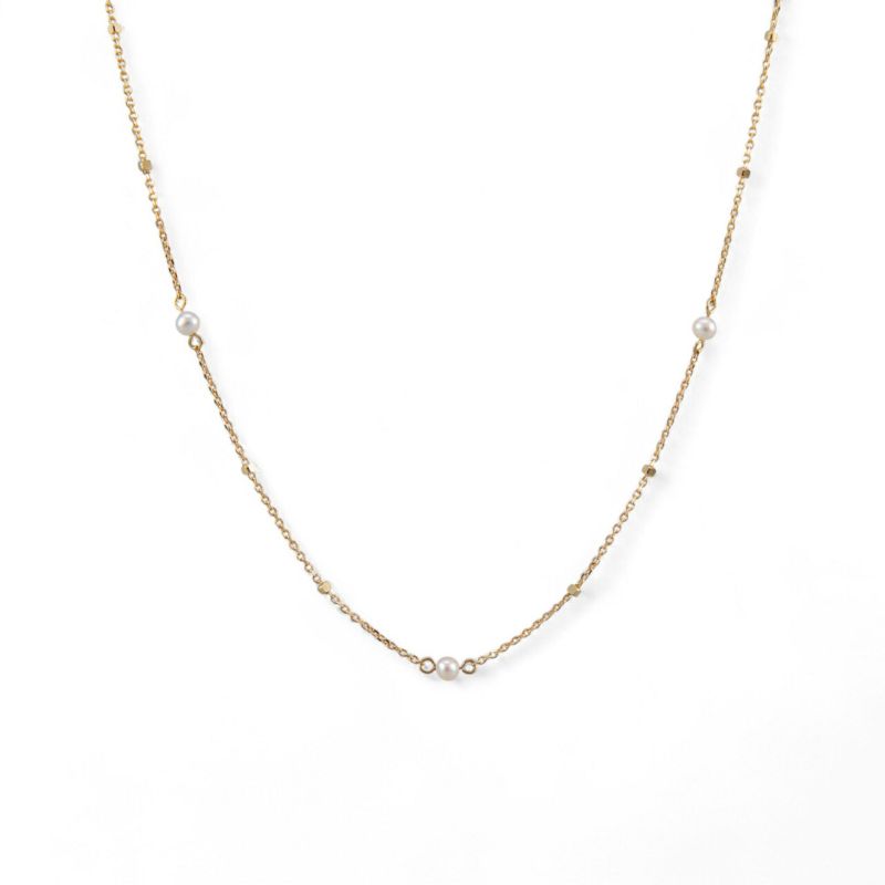 淡水真珠 ステーションネックレス ペンダント K10YG 2.5-3.0mm 《enSTYLE》［n4］(ベビーパール パールネックレス カジュアル フェミニン 重ね付け ギフト プレゼント ゴールド レディース)