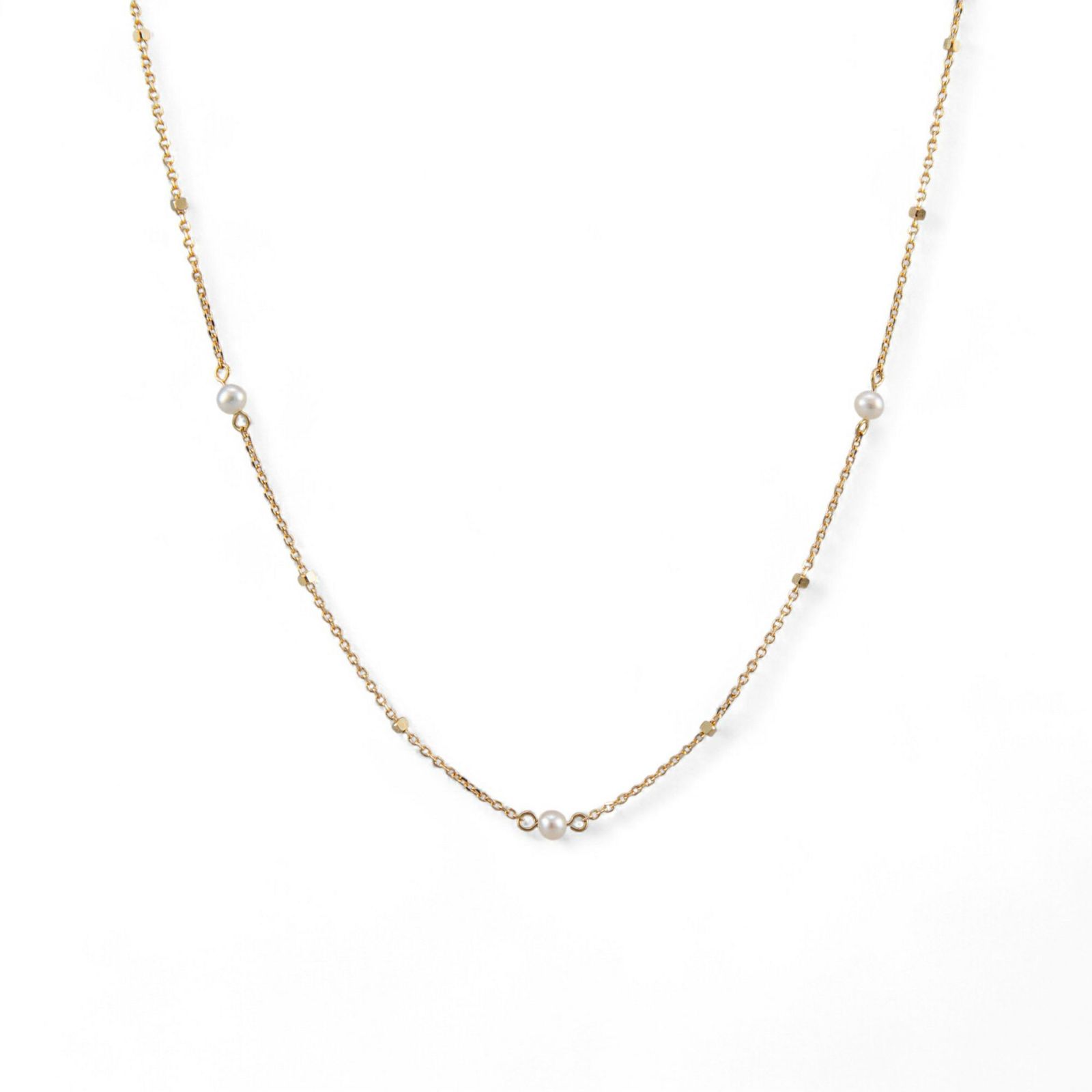 淡水真珠 ステーションネックレス ペンダント K10YG 2.5-3.0mm 《enSTYLE》［n4］(ベビーパール パールネックレス カジュアル フェミニン 重ね付け ギフト プレゼント ゴールド レディース)