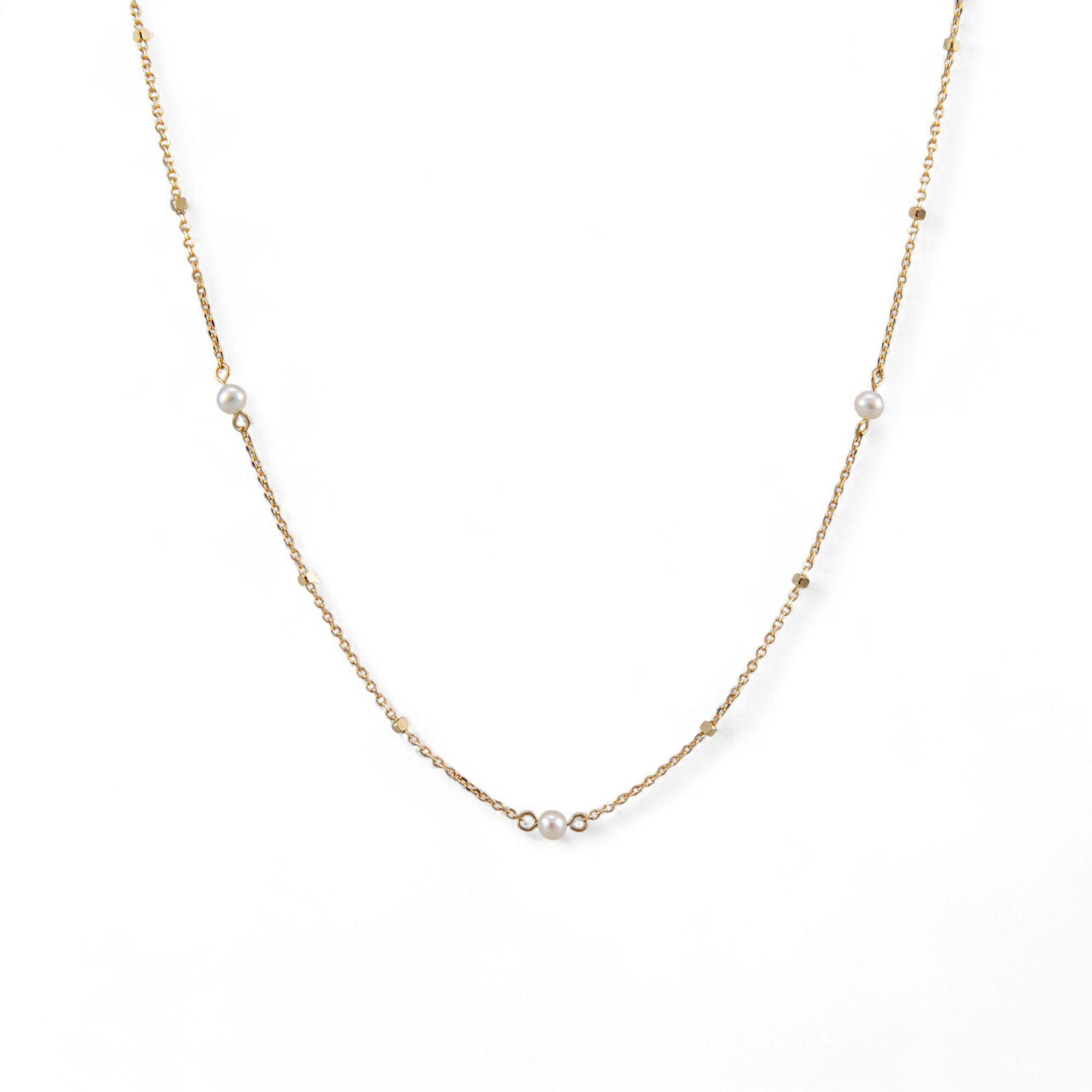 淡水真珠 ステーションネックレス ペンダント K10YG 2.5-3.0mm 《enSTYLE》［n4］(ベビーパール パールネックレス カジュアル フェミニン 重ね付け ギフト プレゼント ゴールド レディース)