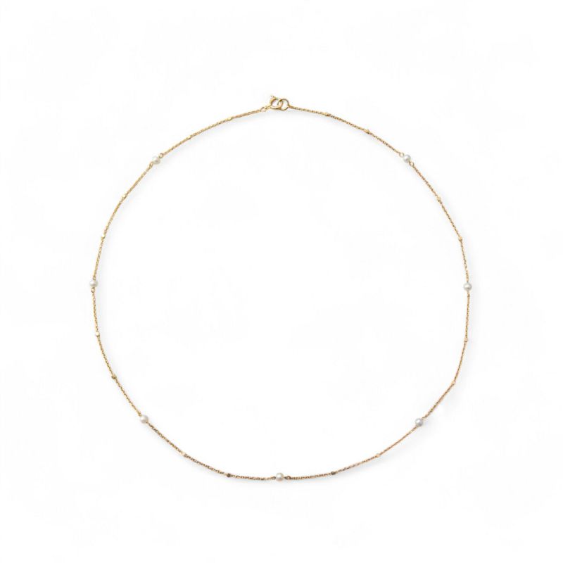 淡水真珠 ステーションネックレス ペンダント K10YG 2.5-3.0mm 《enSTYLE》［n4］(ベビーパール パールネックレス カジュアル フェミニン 重ね付け ギフト プレゼント ゴールド レディース)