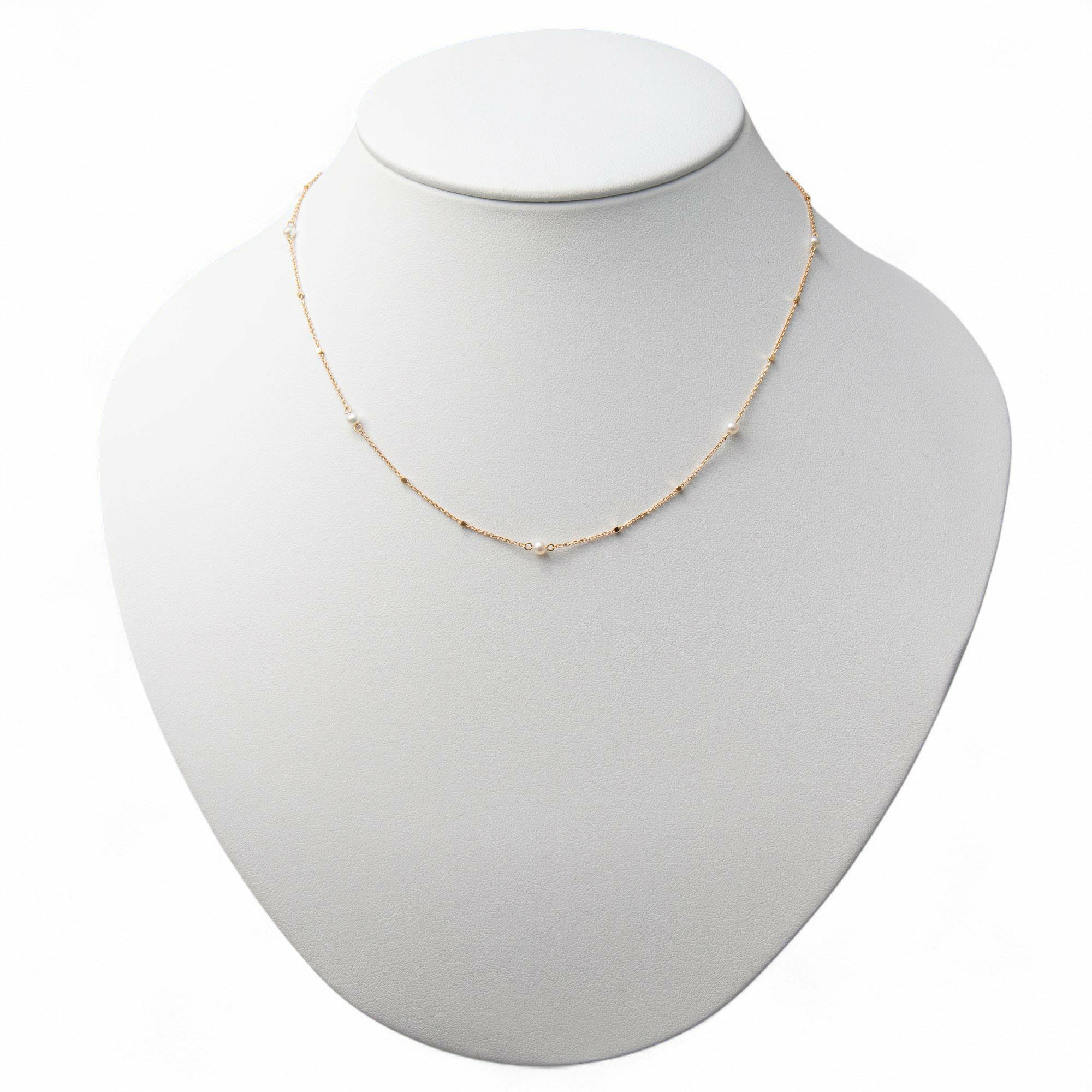 淡水真珠 ステーションネックレス ペンダント K10YG 2.5-3.0mm 《enSTYLE》［n4］(ベビーパール パールネックレス カジュアル フェミニン 重ね付け ギフト プレゼント ゴールド レディース)