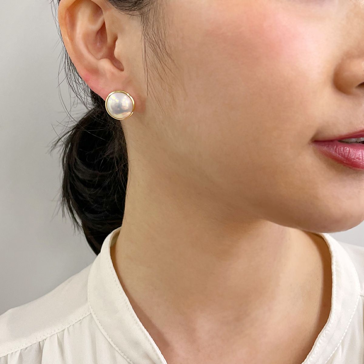 マベ真珠 ピアス12mmUP K18YG | その他ピアス・イヤリング 