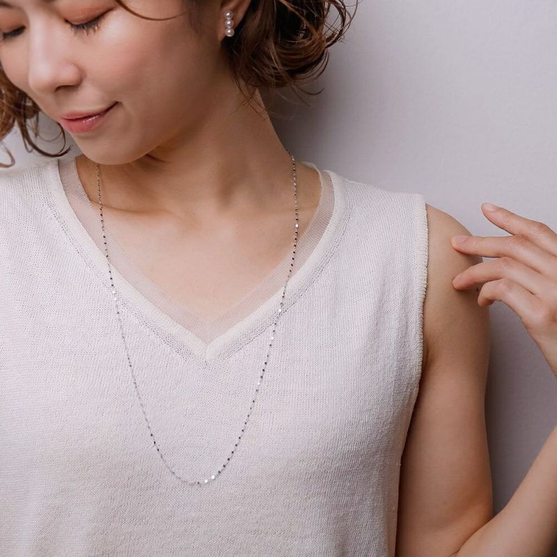 ペタルチェーン 70cm ロングネックレス K10WG/K10YG/K10PG ゴールド（アジャスター環付き/60cmに調整可） [n3]（ロングチェーン ロングネックレス トレンド チョーカー 重ねづけ おしゃれ インスタ映え）