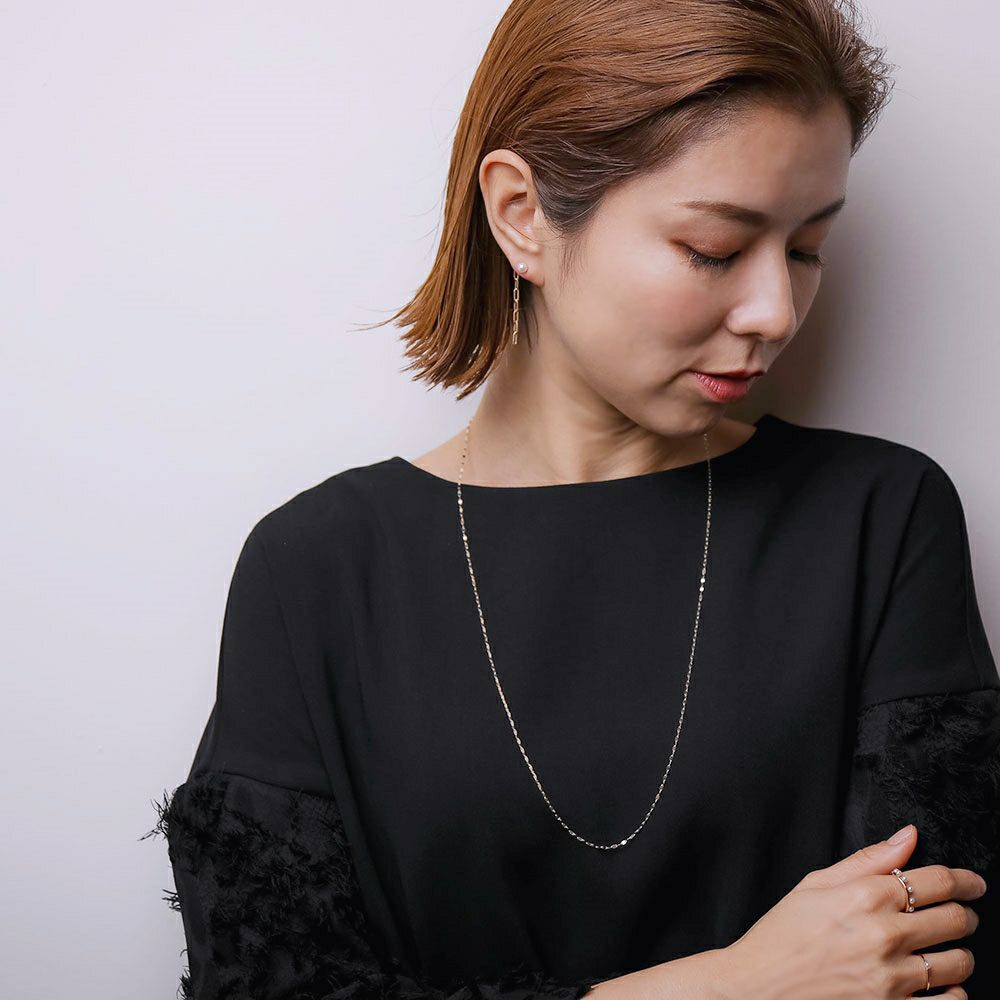 ペタルチェーン 70cm ロングネックレス K10WG/K10YG/K10PG ゴールド（アジャスター環付き/60cmに調整可） [n3]（ロングチェーン ロングネックレス トレンド チョーカー 重ねづけ おしゃれ インスタ映え）