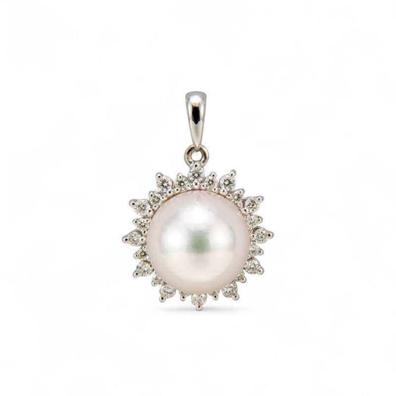 オーロラ花珠真珠 ペンダントトップ 8.5-9.0mm K18WG [WSP] | 花珠真珠