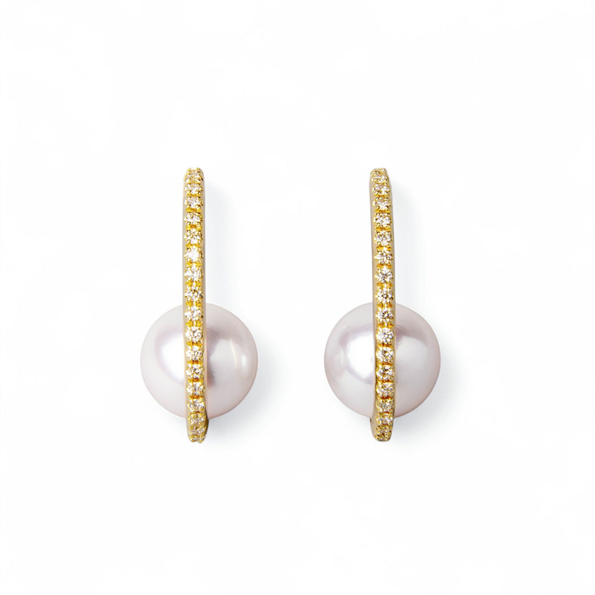 オーロラ花珠真珠 ピアス7.5-8.0mm K18WG/YG [WSP] | 花珠真珠ピアス