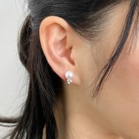 オーロラ花珠真珠 イヤリング8.0-8.5mm K18WG -Premium- | 花珠真珠ピアス・イヤリング