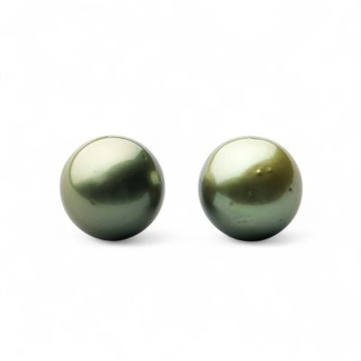 Pistachio タヒチ黒蝶真珠 ピアス11mmUP K14WG