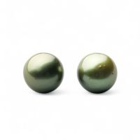 Pistachio タヒチ黒蝶真珠 ピアス11mmUP K14WG