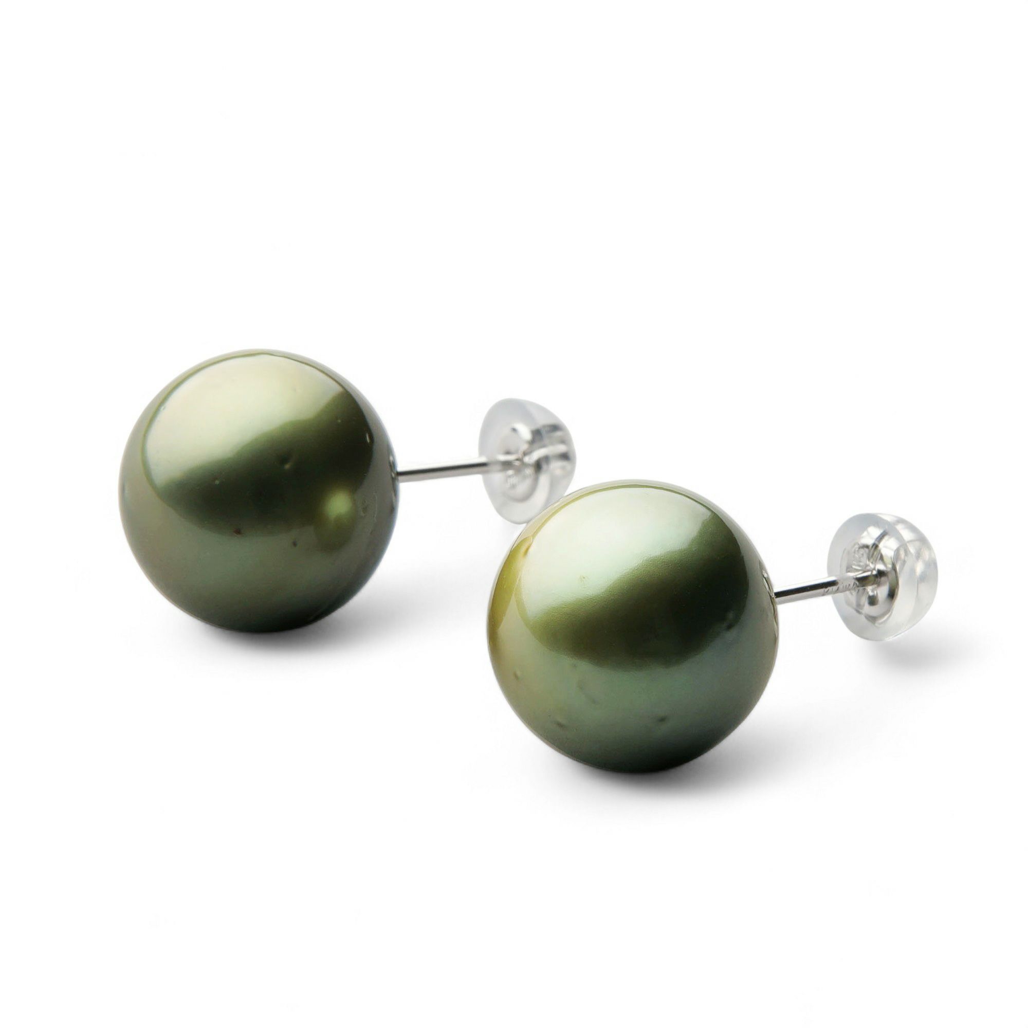 Pistachio タヒチ黒蝶真珠 ピアス11mmUP K14WG