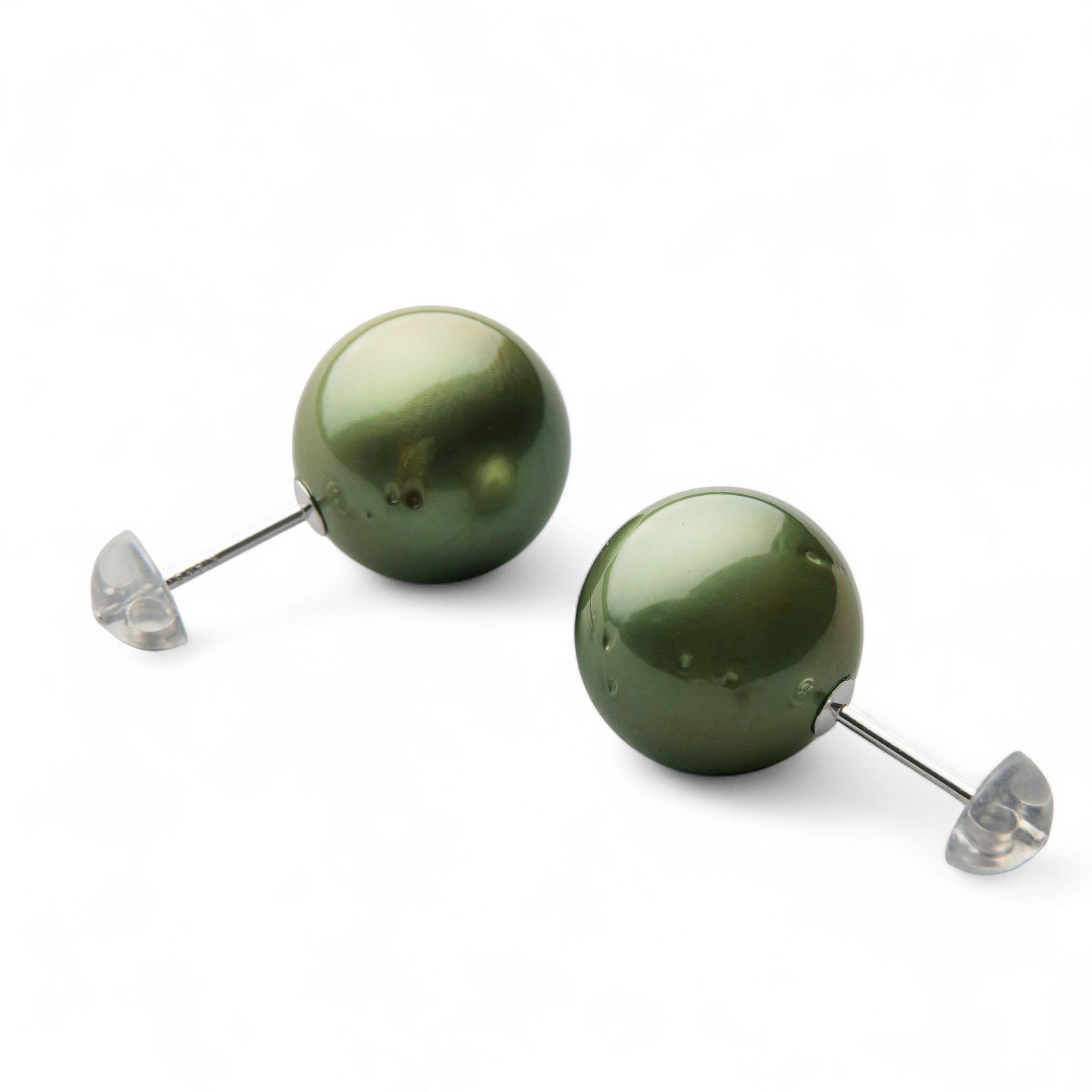 Pistachio タヒチ黒蝶真珠 ピアス11mmUP K14WG