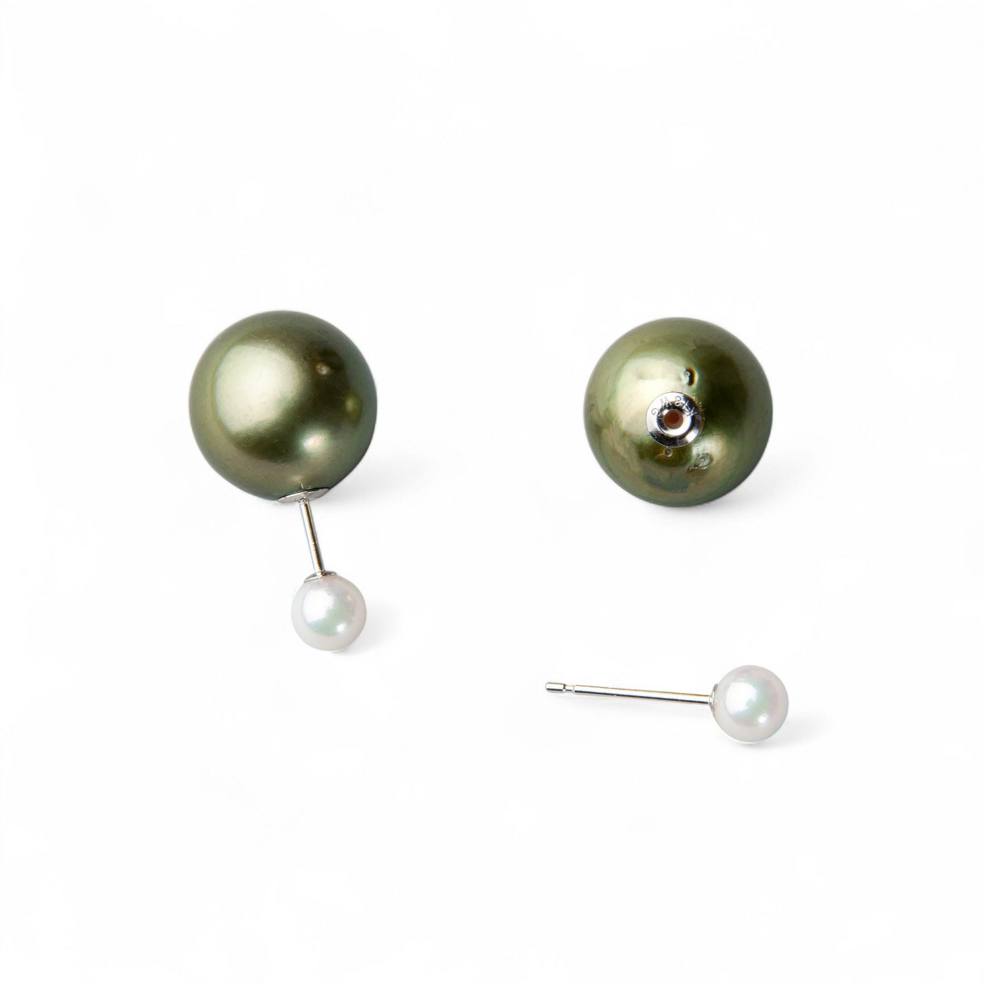 WEB限定】Pistachio タヒチ黒蝶真珠 パールキャッチ 11mmUP K18WG/YG