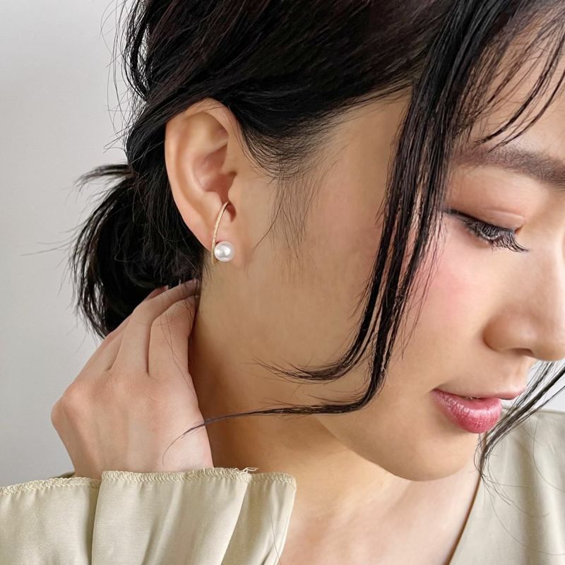 あこや真珠 カフ風ピアス 7.5-8.0mm K10YG（片耳販売）