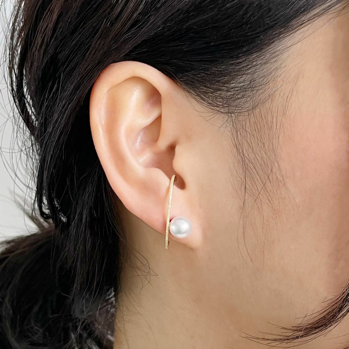 あこや真珠 カフ風ピアス 7.5-8.0mm K10YG（片耳販売）