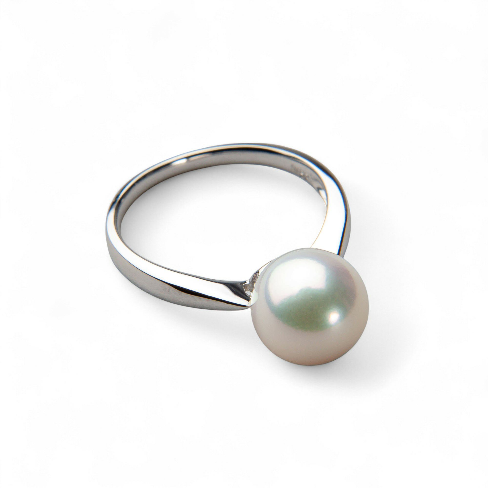 あこや真珠 9.0-9.5mm シンプル パールリング 9.0mmUP AAB Pt900 プラチナ