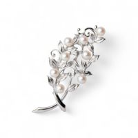 あこや真珠 パールブローチ ネイチャーモチーフ  8粒 5.5-6.0mm BBB  シルバー(silver)