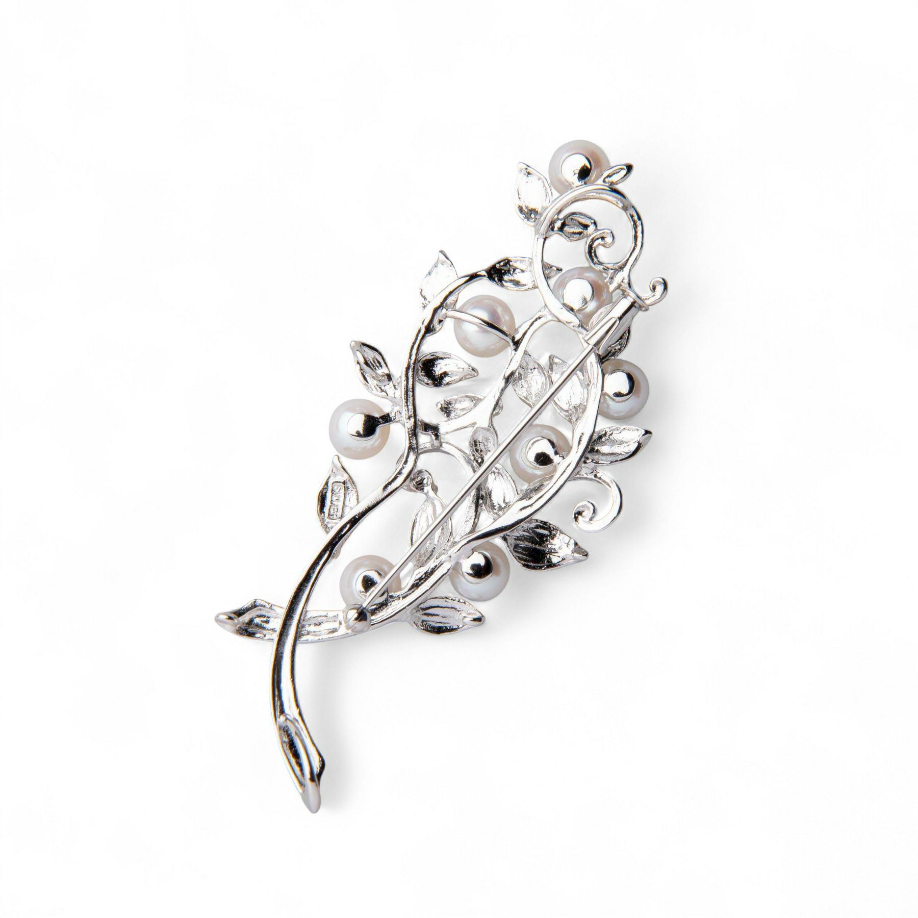 あこや真珠 パールブローチ ネイチャーモチーフ  8粒 5.5-6.0mm BBB  シルバー(silver)