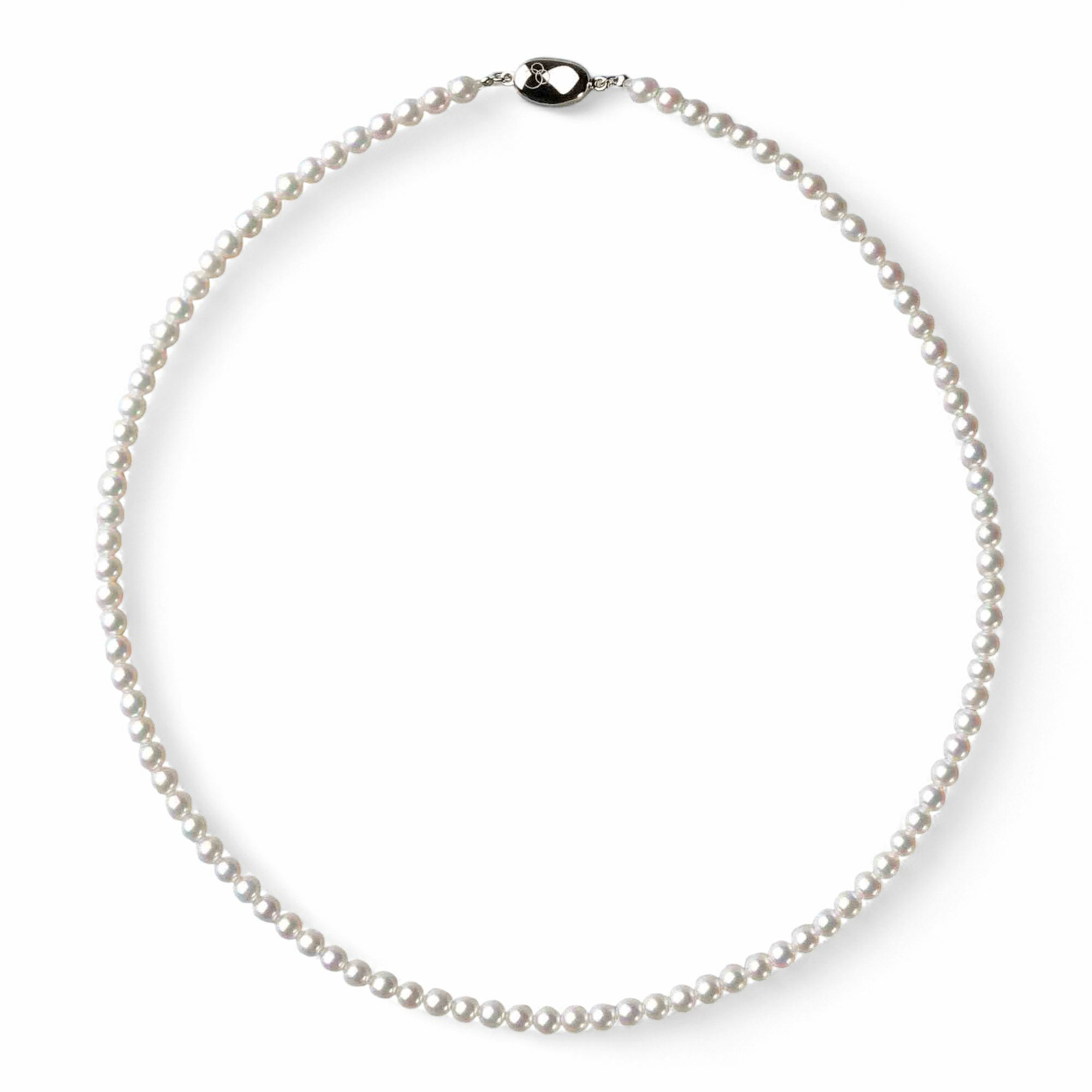 あこや真珠 パールネックレス ホワイト系 3.5-4.0mm A-BBB  ラウンド～セミラウンド ビーンズクラスプ（silver
