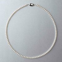 あこや真珠 パールネックレス ホワイト系 3.5-4.0mm A-BBB  ラウンド～セミラウンド ビーンズクラスプ（silver