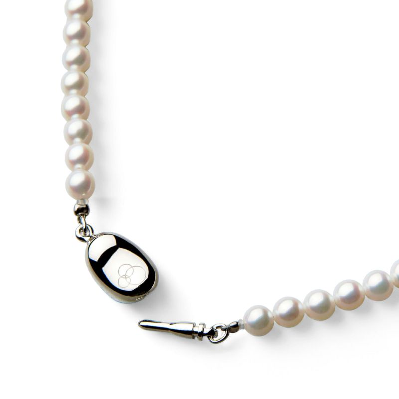 あこや真珠 パールネックレス ホワイト系 3.5-4.0mm A-BBB  ラウンド～セミラウンド ビーンズクラスプ（silver