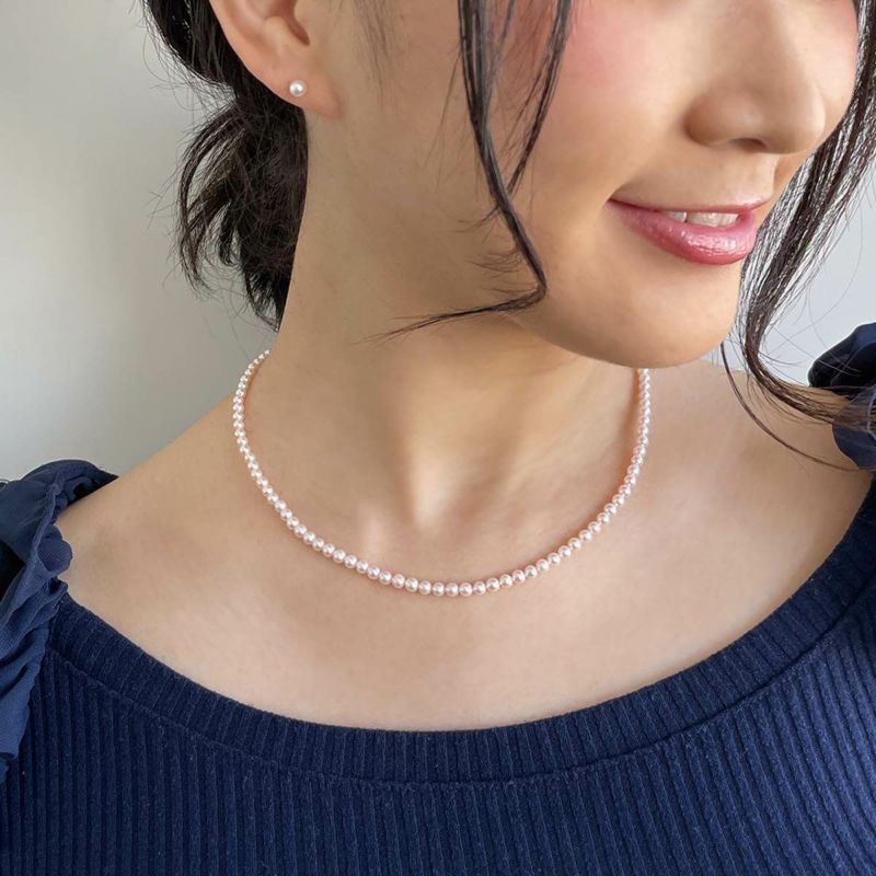 美品⭐︎ アコヤ真珠　約3〜4mm　ネックレス　本真珠　シルバー金具