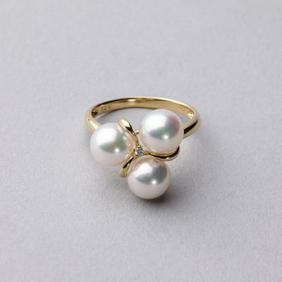 あこや真珠 リング4.0-4.5mm K18WG/K18YG | Pearl for Life by 真珠 