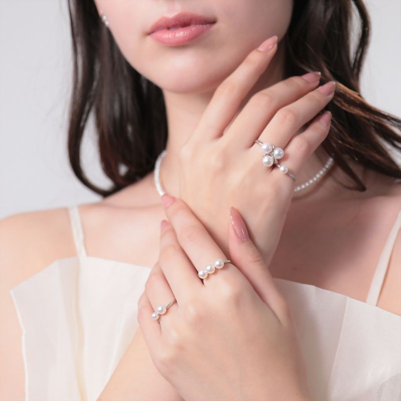 Carina あこや真珠 カーブリング 4.5-6.0mm K18WG | あこや真珠リング