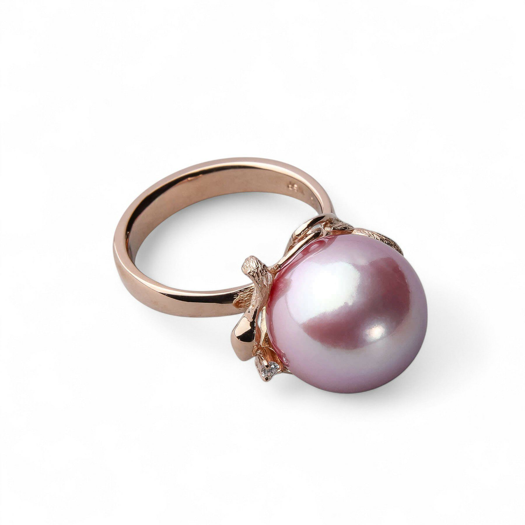 淡水真珠 有核  デザインリング 13mmUP K18PG