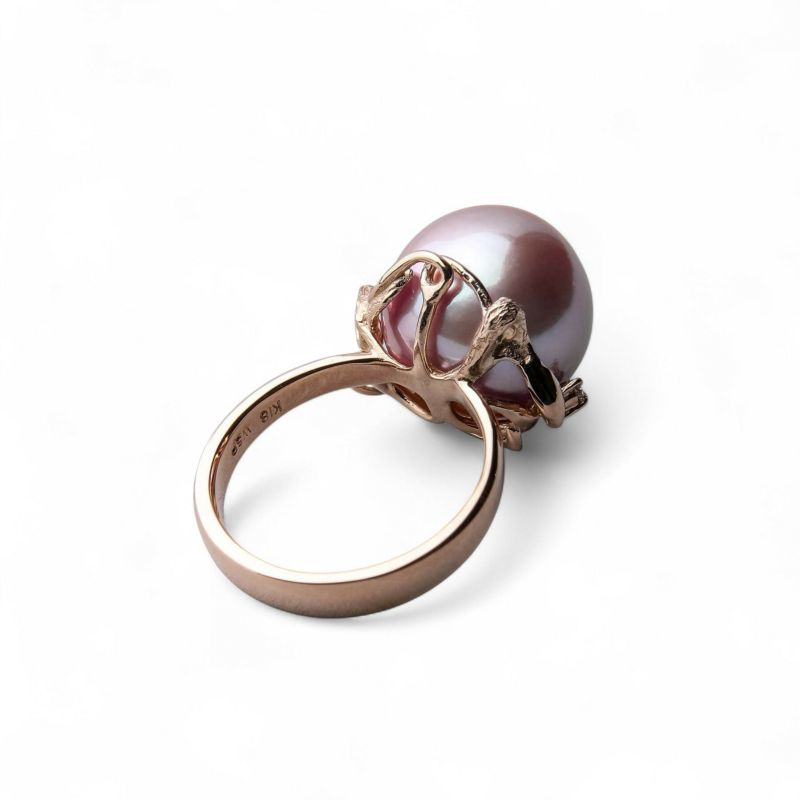 淡水真珠 有核  デザインリング 13mmUP K18PG