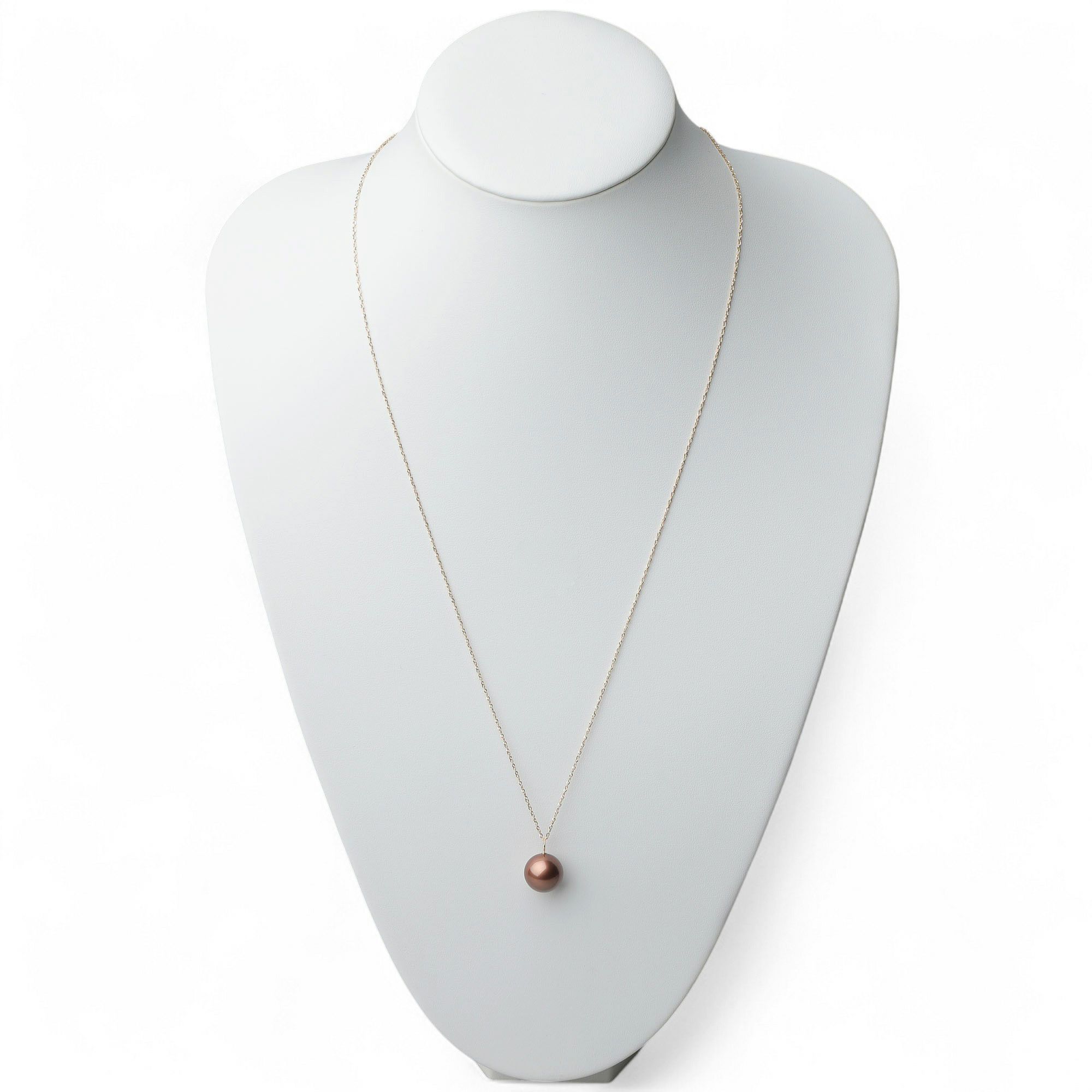 Tahiain+ タヒチ黒蝶真珠(チョコ)　ロングチェーンペンダント　11mmUP K10YG　70cm スライド式　