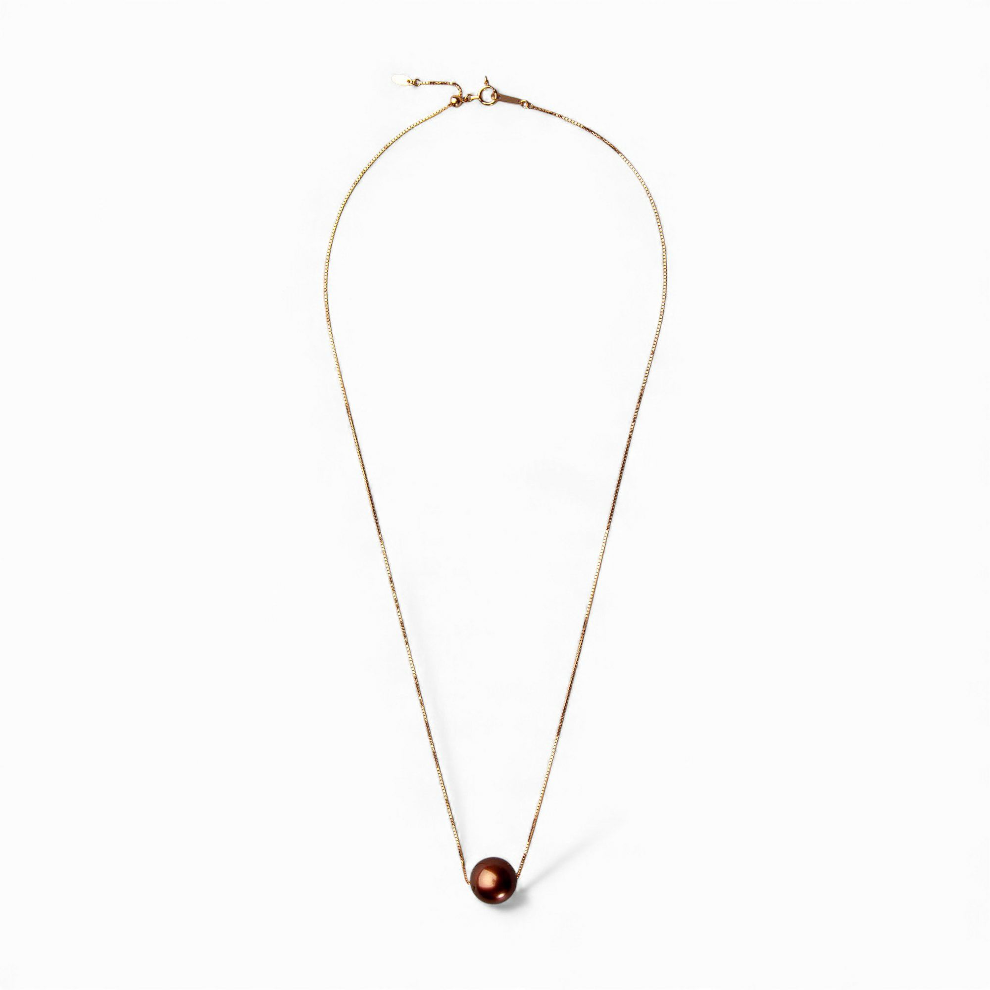 Tahiain+ タヒチ黒蝶真珠(チョコ)　スルーペンダント　11.3mm K18PG　45cm スライド式　一点物