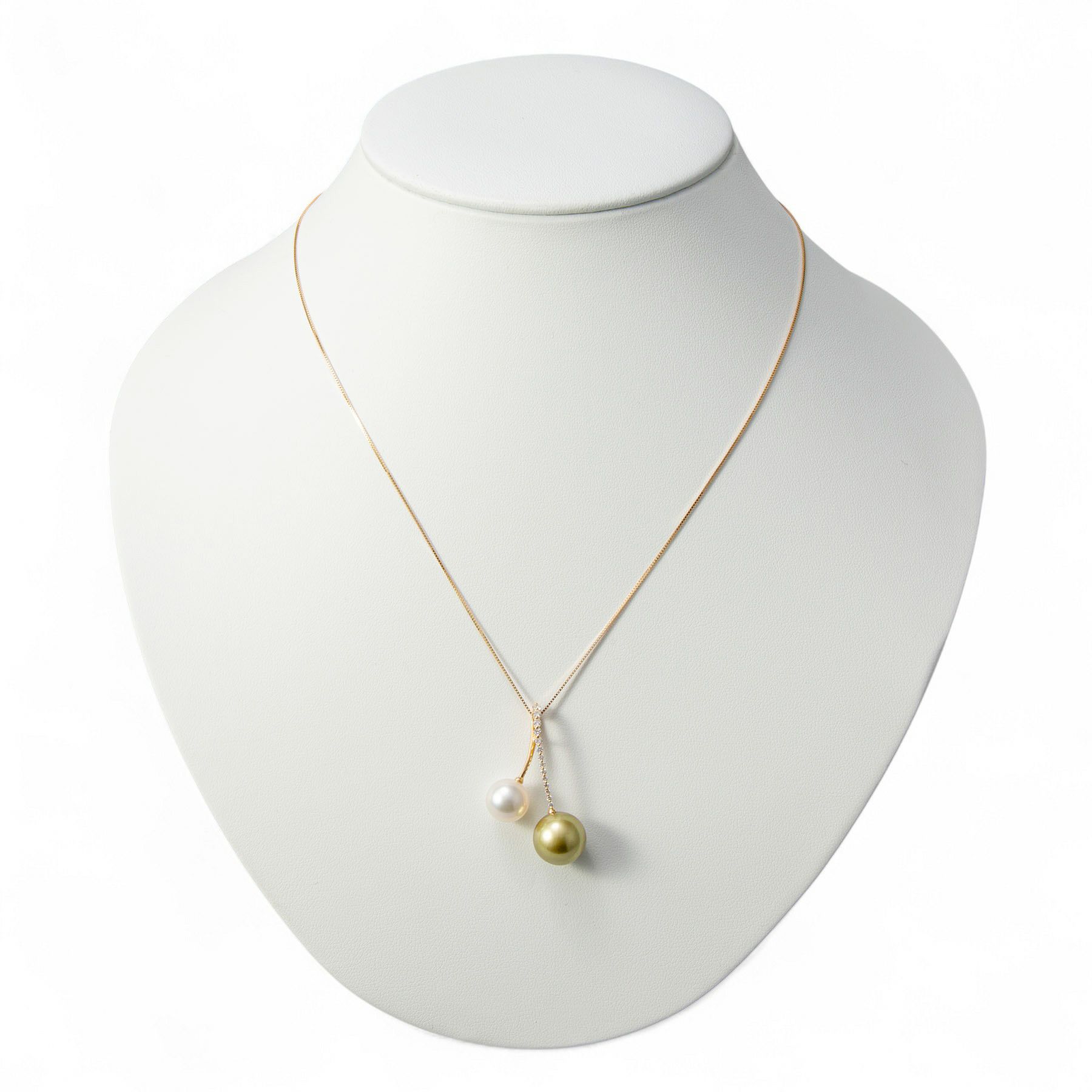 Tahiain+ タヒチ黒蝶真珠(ピスタチオ)/あこや真珠 ツインデザインペントップ