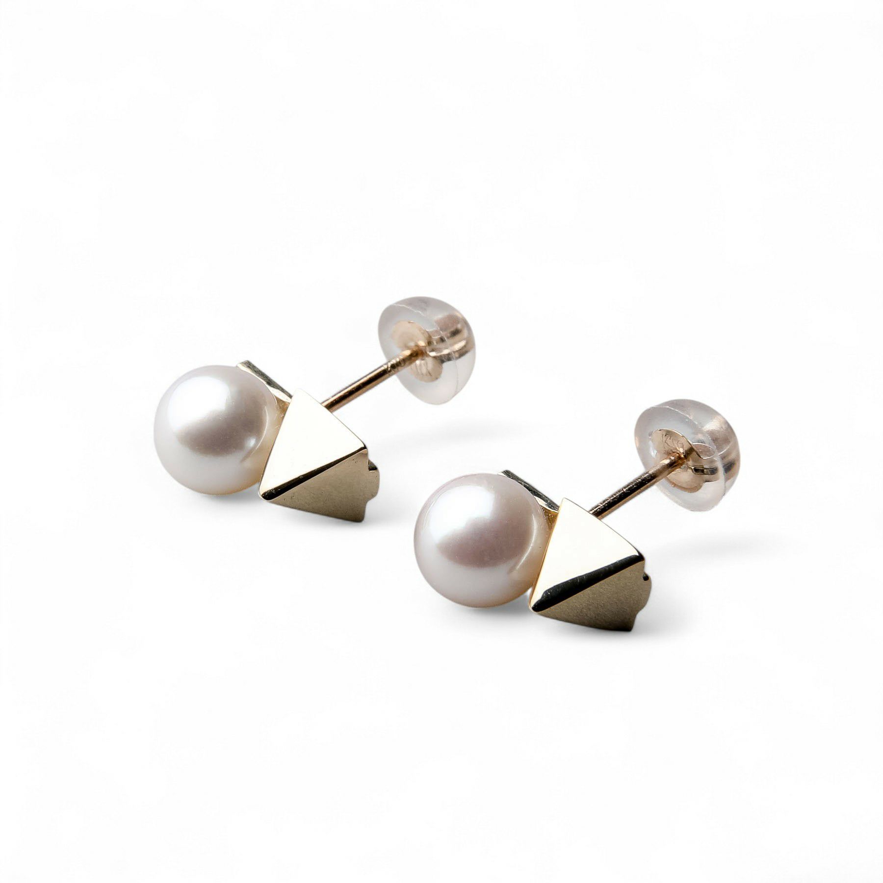 あこや真珠 ピラミッドピアス K10YG