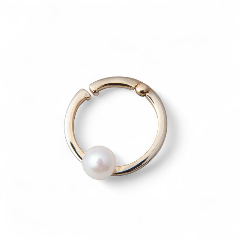 あこや真珠5.5mm イヤカフ/リングイヤリング K10YG