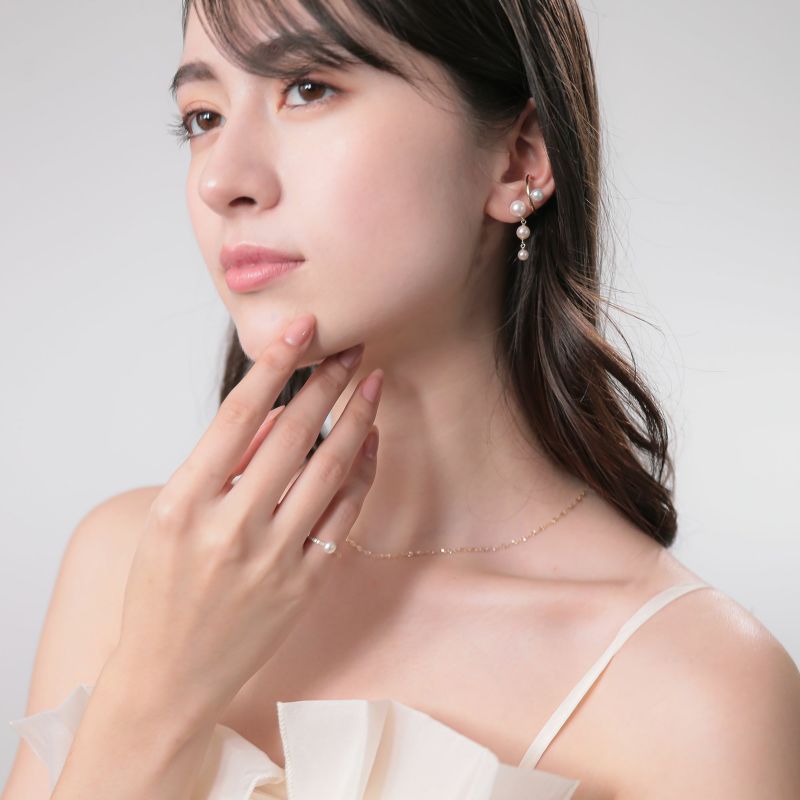 あこや真珠5.5mm イヤカフ/リングイヤリング K10YG