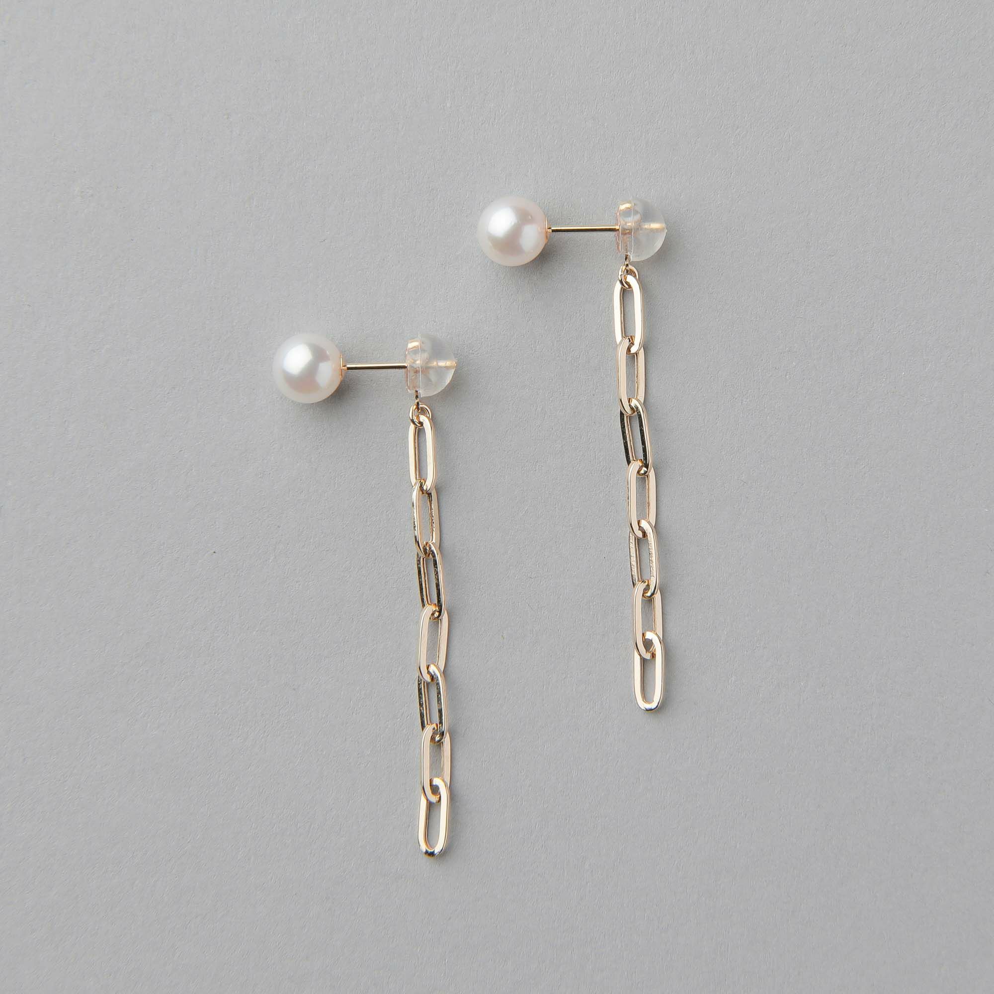 lien あこや真珠 バックチェーンピアス 5.5-6.0mm K18YG | あこや真珠  