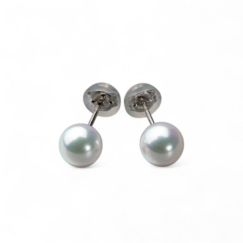 《トップ品質》オーロラ花珠真珠  ピアス 6.0-6.5mm AAA Pt900 プラチナ