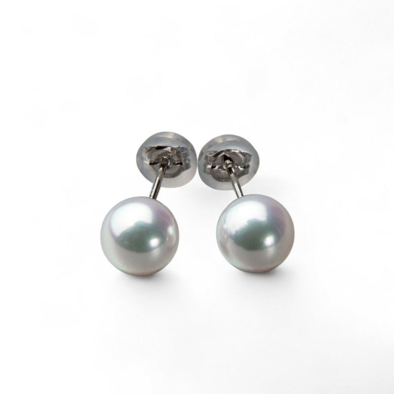 《トップ品質》オーロラ花珠真珠  ピアス 6.5-7.0mm AAA Pt900 プラチナ