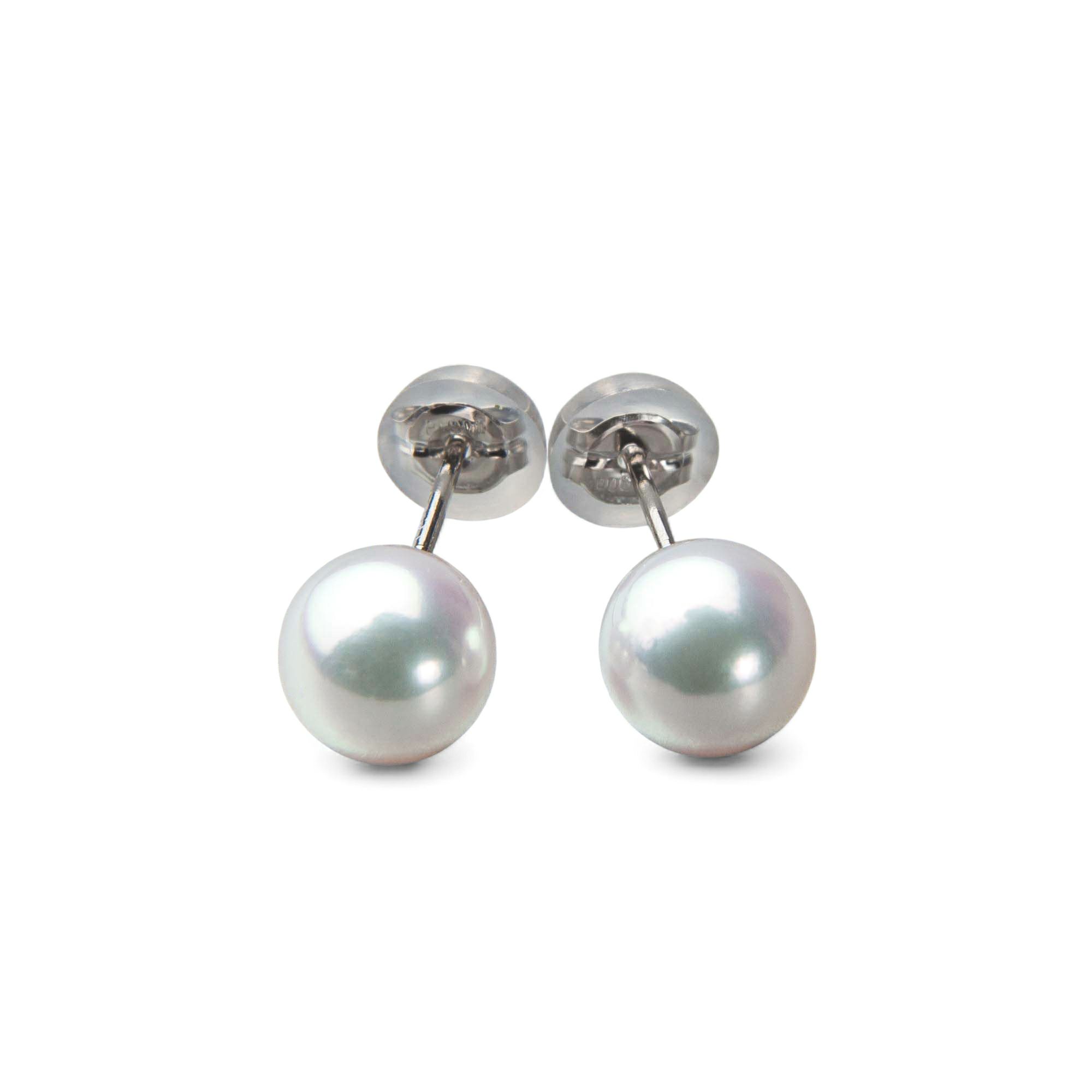 《トップ品質》オーロラ花珠真珠  ピアス 6.5-7.0mm AAA Pt900 プラチナ