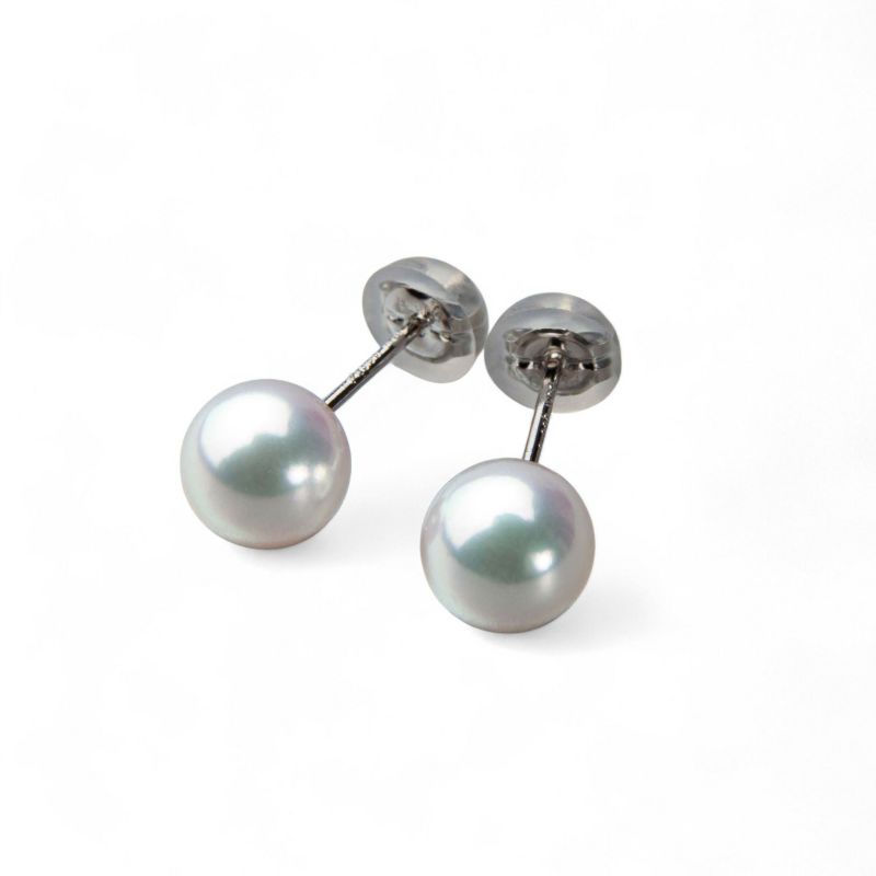 《トップ品質》オーロラ花珠真珠  ピアス 6.5-7.0mm AAA Pt900 プラチナ