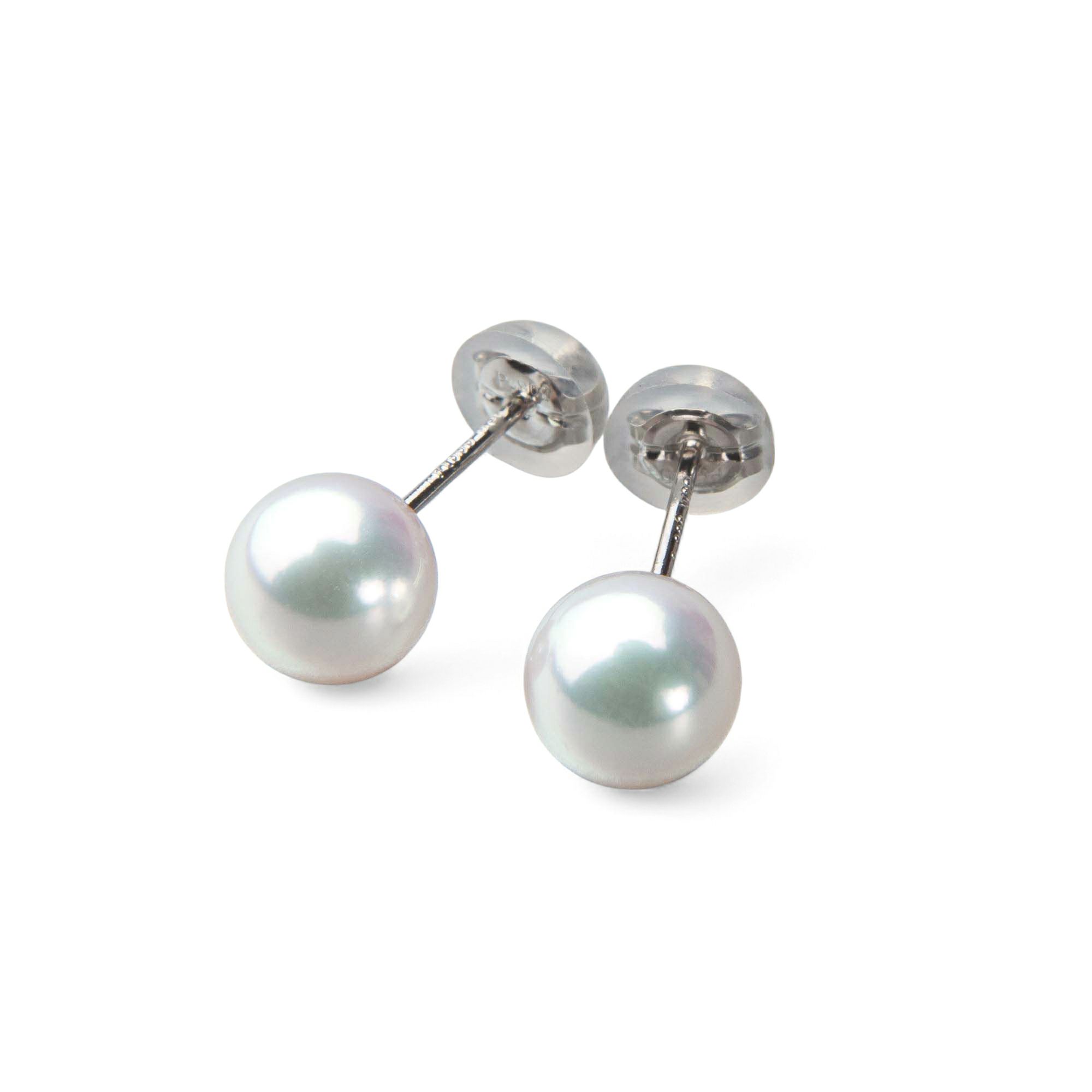 《トップ品質》オーロラ花珠真珠  ピアス 6.5-7.0mm AAA Pt900 プラチナ
