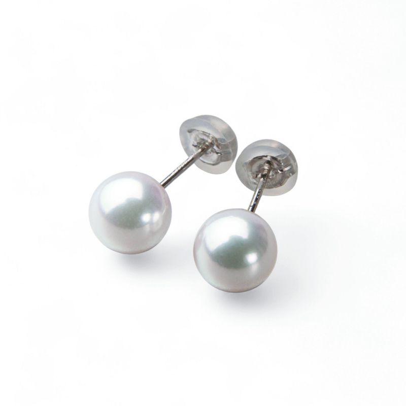 《トップ品質》オーロラ花珠真珠  ピアス 7.0-7.5mm AAA Pt900 プラチナ
