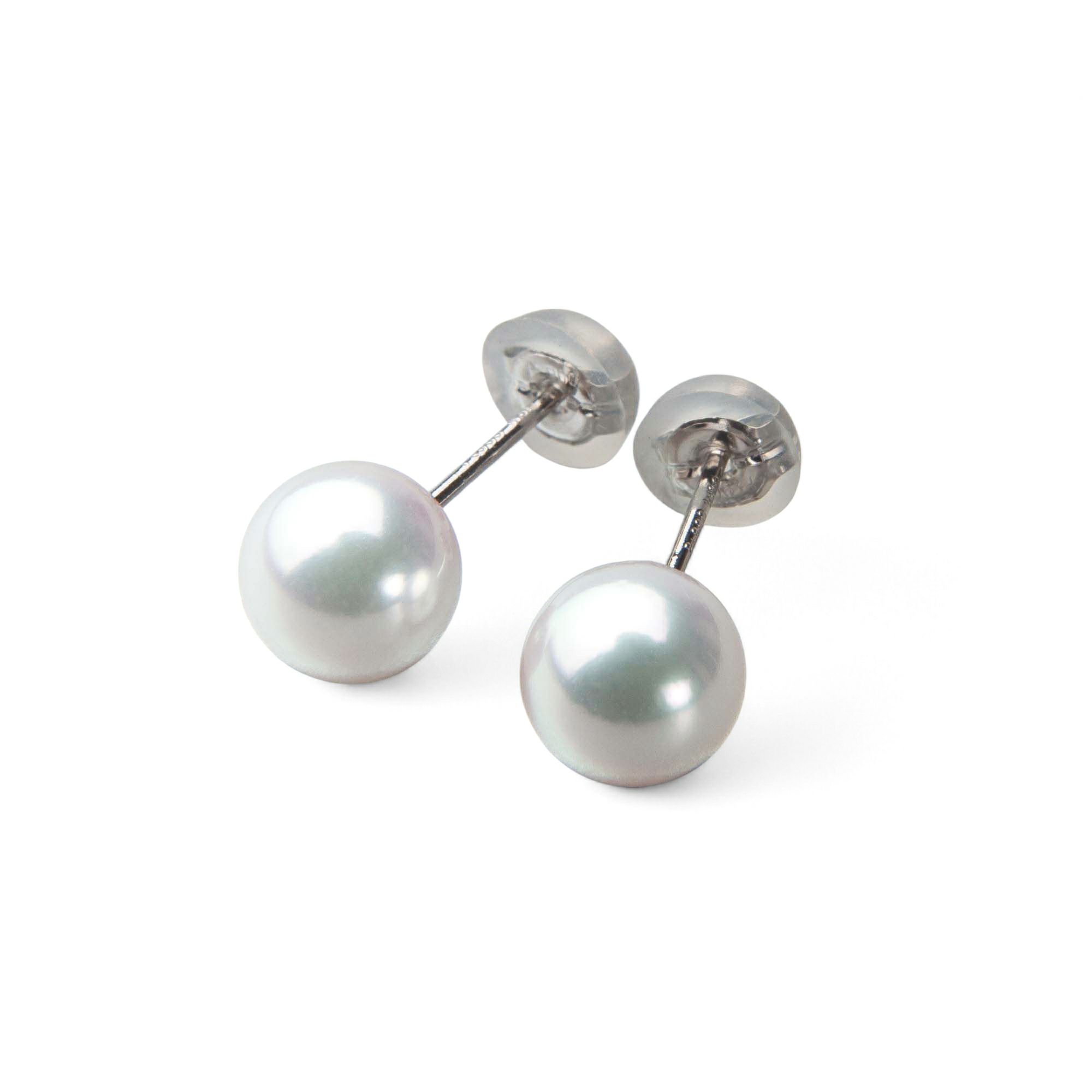 《トップ品質》オーロラ花珠真珠  ピアス 7.0-7.5mm AAA Pt900 プラチナ